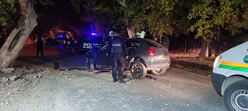 Un auto chocó contra un árbol en Luján.