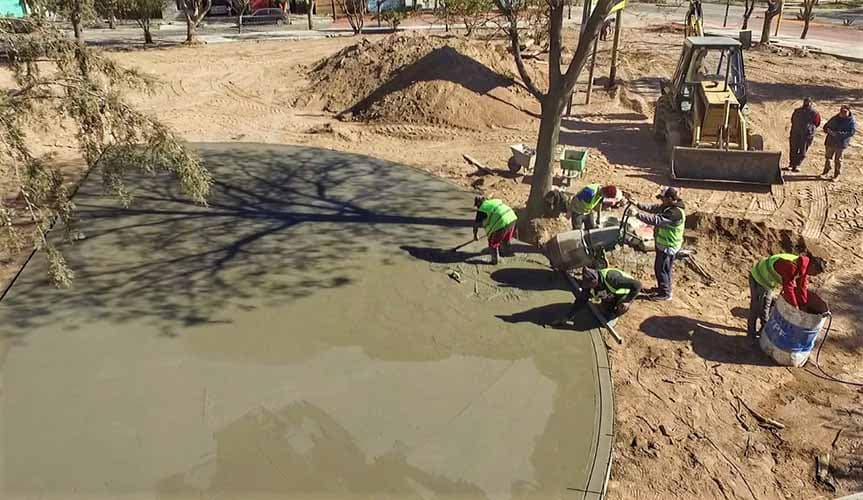 Avanzan las obras en la Plaza Daparo de Perdriel