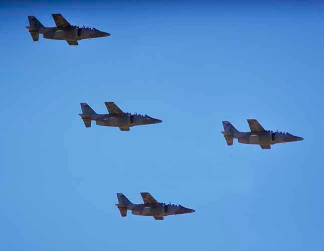 4 Aviones Pampa II sobrevolaron el cielo de Luján