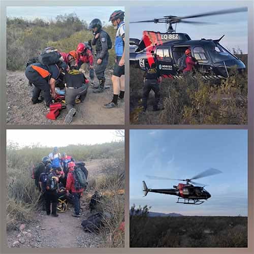 Un ciclista fue rescatado en helicóptero desde Senderos de Chacras