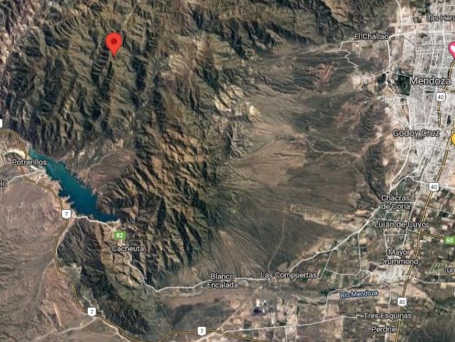 Tembló a 10km de Potrerillos