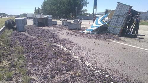 Vuelco de un camión en Ruta 40 de Luján